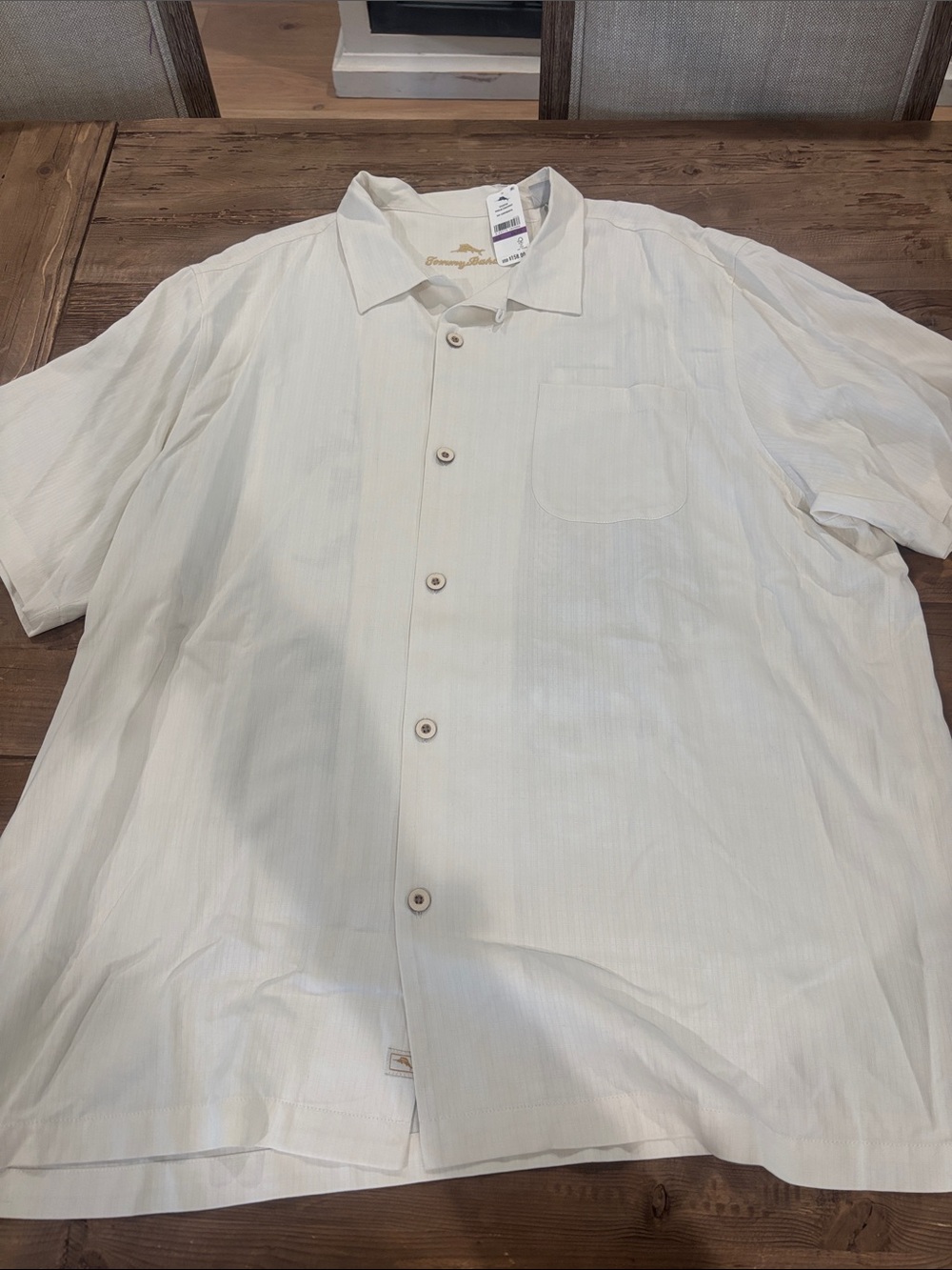 Tommy Bahama Cream Short-Sleeve Button-Down Christmas Shirt